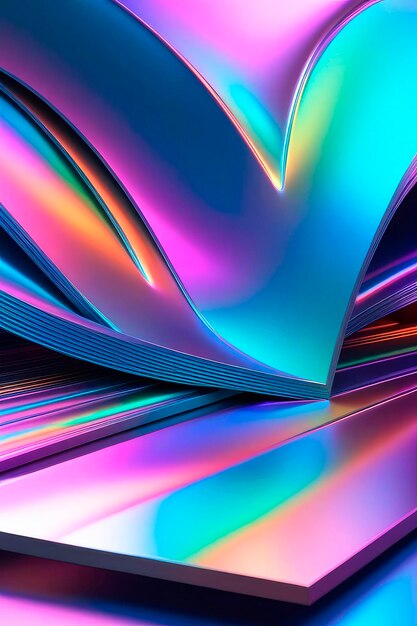 Textura metálica Diseño de fondo abstracto de metal líquido holográfico metálico con ondas reflectantes suaves del arco iris