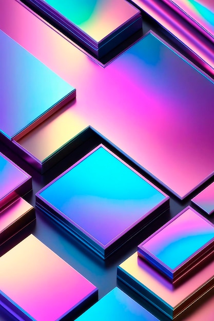 Textura metálica Diseño de fondo abstracto de metal líquido holográfico metálico con ondas reflectantes suaves del arco iris