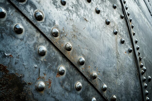 Textura metálica remachada de una puerta de época