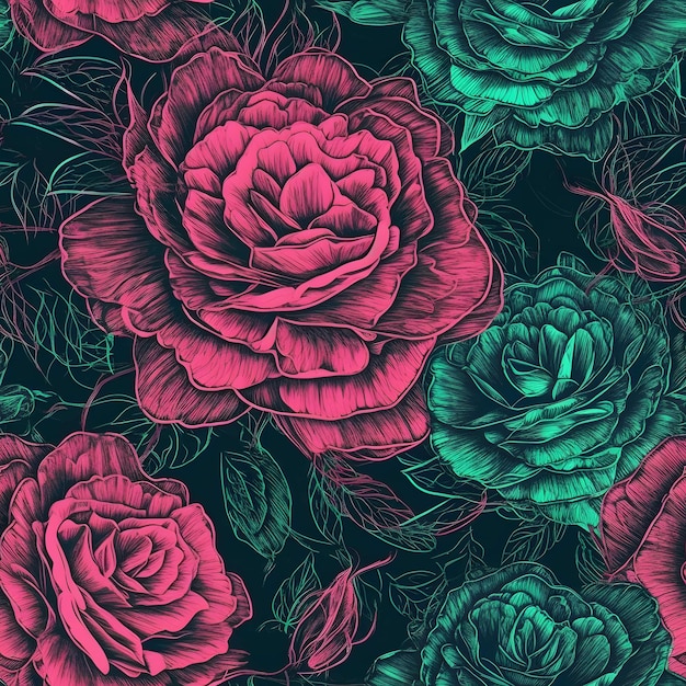 Textura de mosaico transparente de rosas IA generativa