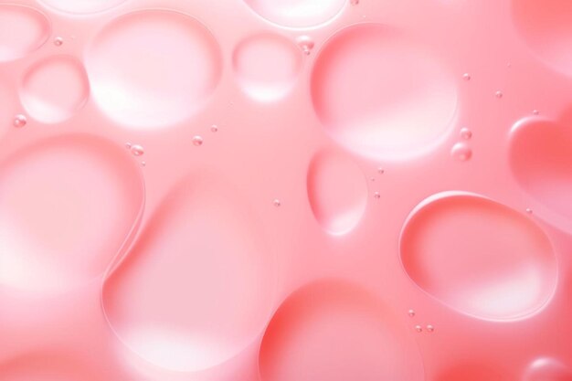 textura de muestra cosmética transparente de color rosa crema con fondo de burbujas