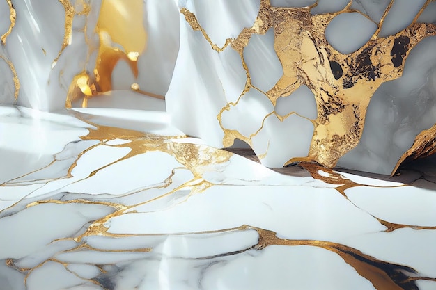 Textura natural de mármore branco e dourado para papel de parede de azulejo de pele fundo luxuoso Criativo Pedra cerâmica arte design de interiores de parede Generative AI