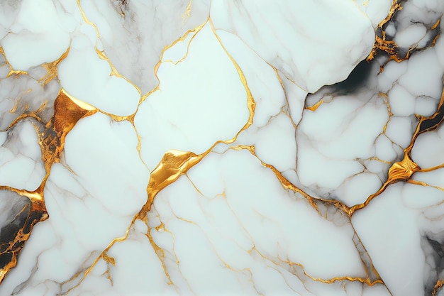 Textura natural de mármore branco e dourado para papel de parede de azulejo de pele fundo luxuoso Criativo Pedra cerâmica arte design de interiores de parede Generative AI