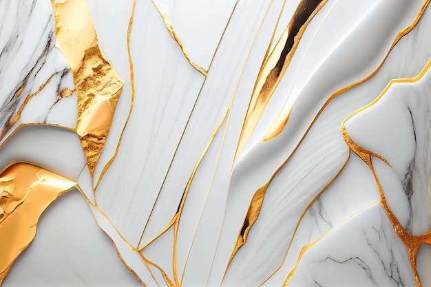 Textura natural de mármore branco e dourado para papel de parede de azulejo de pele fundo luxuoso Criativo Pedra cerâmica arte design de interiores de parede Generative AI