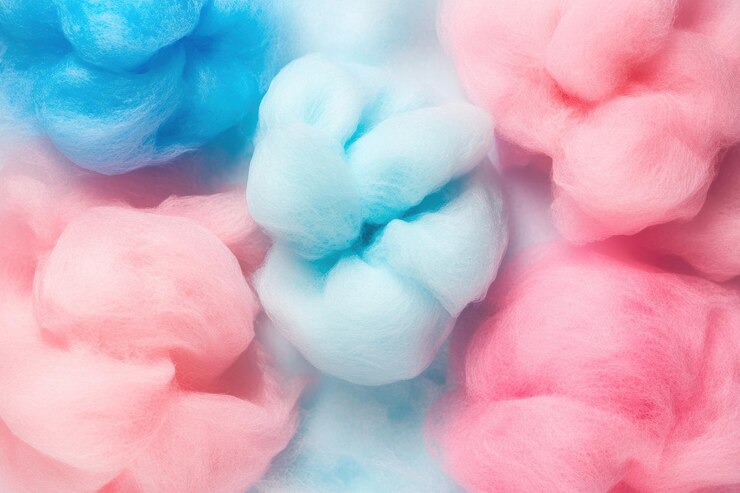 Foto la textura de las nubes de algodón dulce azul pastel rosa