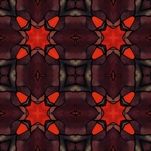 Textura o fondo sin costuras ornamentales caleidoscópicos Patrón rojo y negro