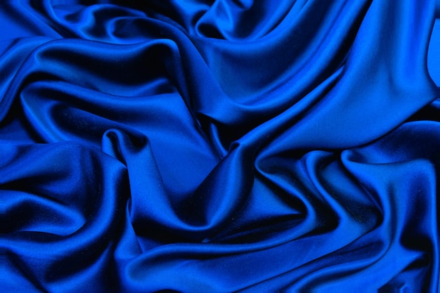 Textura de ondas de tela de seda azul