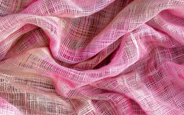 Una textura ondulada de tela rosa que ilustra la flexibilidad de los materiales y el flujo dinámico perfecto para conceptos textiles y de diseño