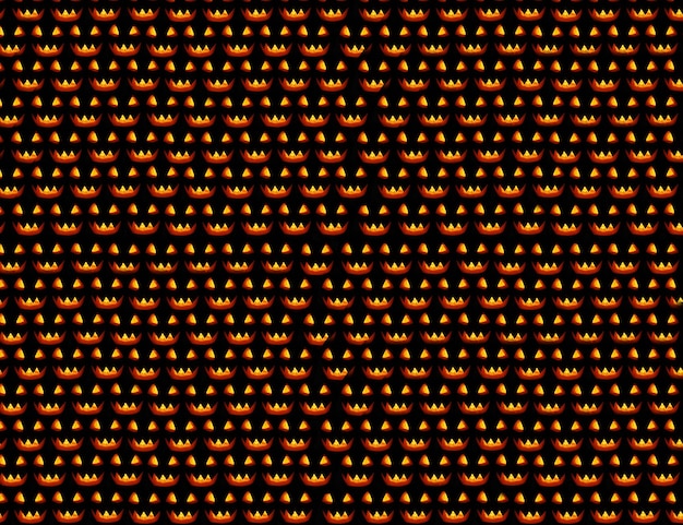 Textura oscura de Halloween con máscaras brillantes en las filas