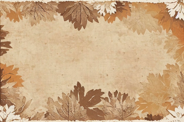 Foto textura de papel beige vintage con adorno floral para el fondo