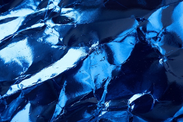 Textura de papel de hoja azul arrugado