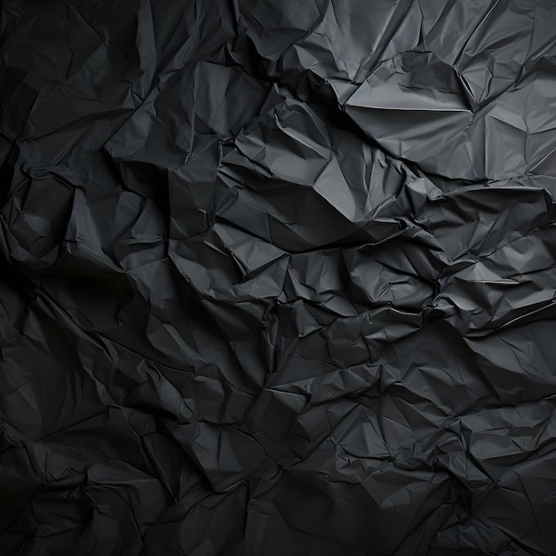 Textura de papel negro arrugado Textura de periódico negra arrugada con pliegues Papel de pared de fondo negro