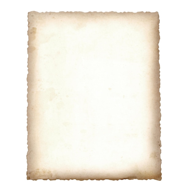 Foto textura de papel vintage antiguo aislado sobre fondo blanco.