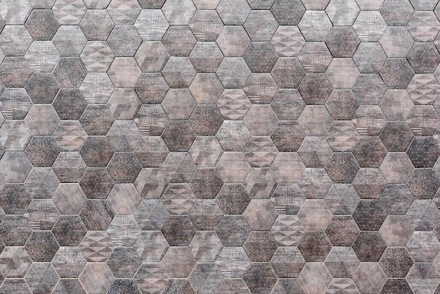 Textura de pared de baldosas hexagonales