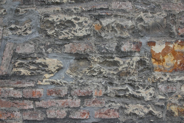 Textura de pared de ladrillo antiguo Fondo de pared antigua con ladrillos envejecidos manchados Fondo grunge