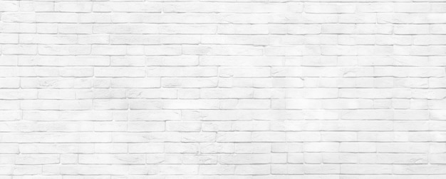 Foto textura de pared de ladrillo blanco telón de fondo panorámico para el hogar y la oficina, fondo de diseño lavado muro de ladrillos pintados