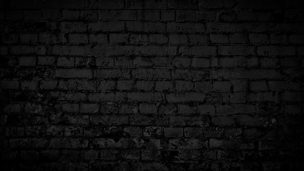 Textura de pared de ladrillo negro abstracto para imagen panorámica amplia de fondo de patrón