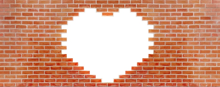 Foto textura de pared de ladrillo rojo de fondo con forma de corazón texturas de pared del ladrillo para el telón de fondo