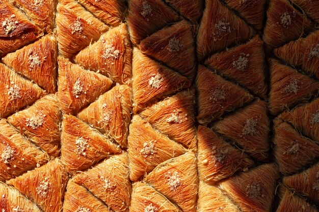 Textura de patrón de alimentos de vista superior de baklava turco