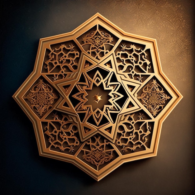 Textura de patrón de arabesco geométrico islámico en el fondo de madera decorativa de la pared