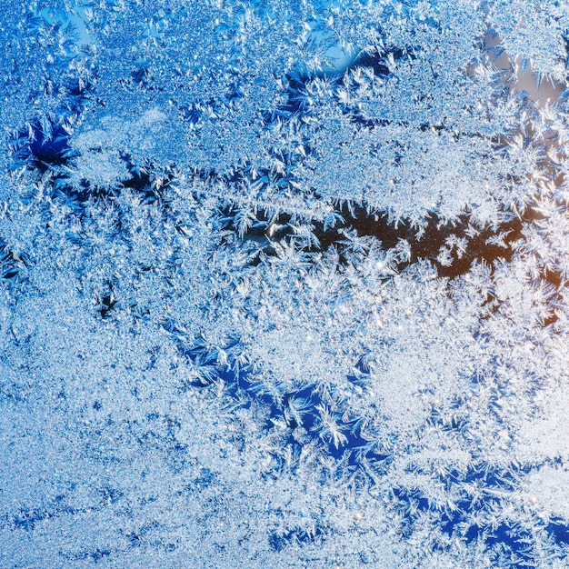 Textura de patrones en vidrio de ventana congelado