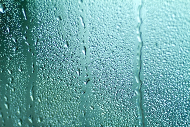 La textura de pequeñas gotas en el vaso de la lluvia.