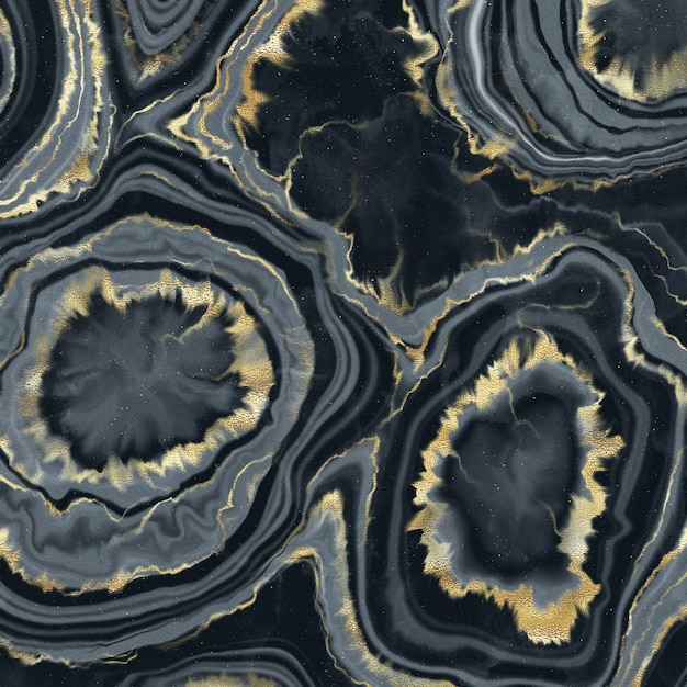 Textura de piedra de ágata abstracta oscura con vetas de lámina de oro