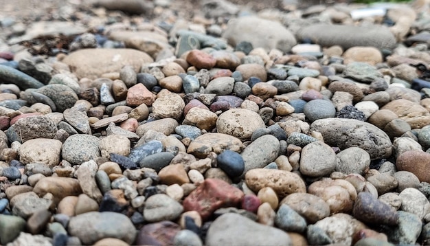 Textura de piedras de guijarros, enfoque selectivo.