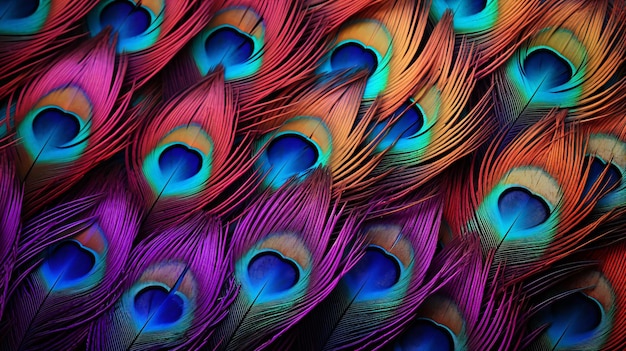 textura de una pila de plumas coloridas