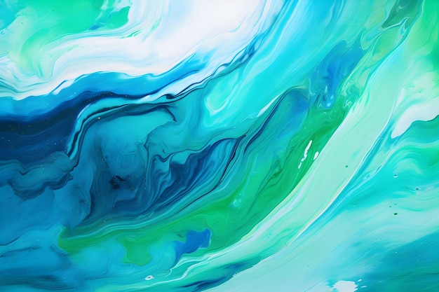 Textura de pintura acrílica azul y verde de alta resolución.