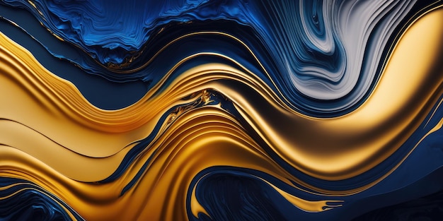 Textura de pintura de acuarela de fondo abstracto de mármol azul marino y oro