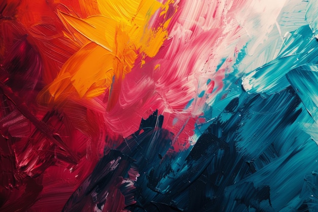 Foto textura de pintura al óleo abstracta en lienzo fondo en colores en negrita ia generativa