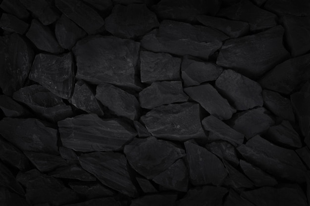 Foto textura de pizarra negra gris oscuro con patrón de alta resolución de pared de ladrillo de piedra para el fondo