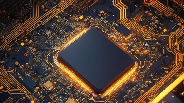 Textura de placa de circuitos integrados de microchip futurista con concepto de tecnología de comunicación