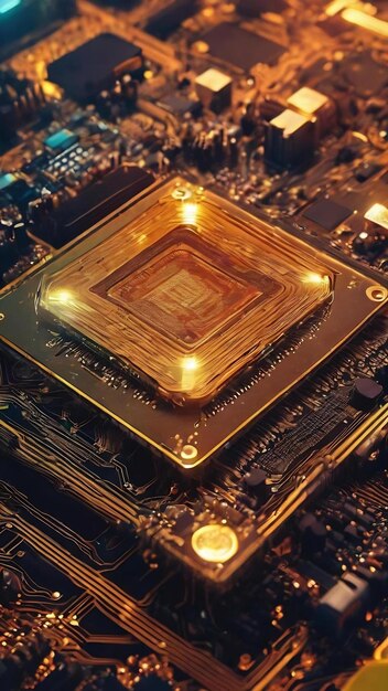 Textura de placa de circuitos integrados de microchip futurista con concepto de tecnología de comunicación