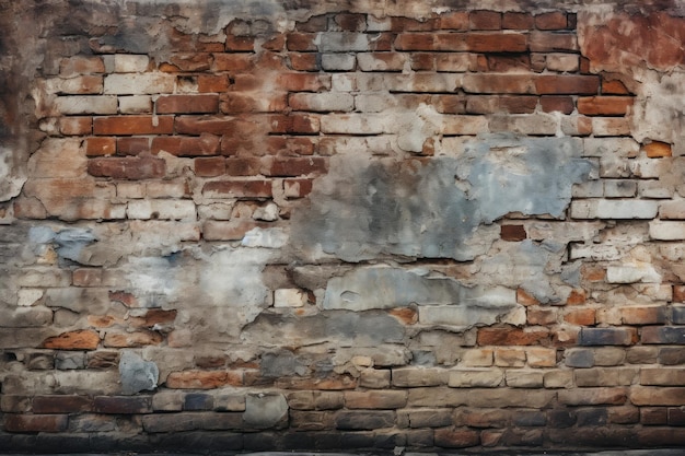 Textura plana de pared de ladrillo en una IA generativa sucia