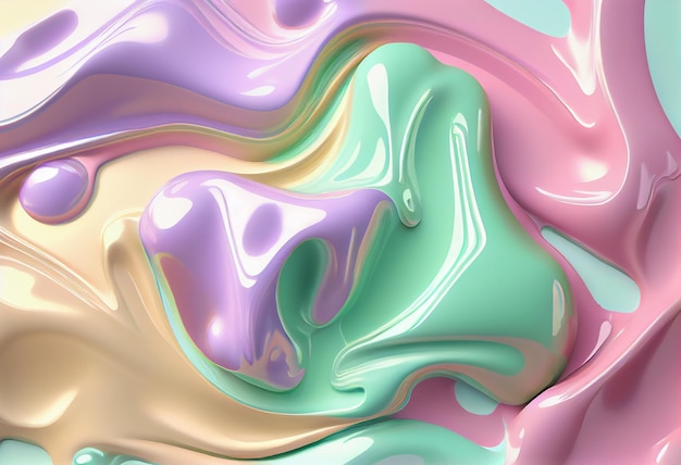 Textura plástica ondulada de mistura de arco-íris líquido Folha de silicone enrugada Fundo enrugado Entalhes de folha de borracha Ilustração artística Generative Ai