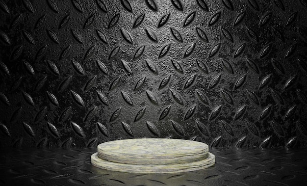 Textura de podio 3d para exhibición de productos con fondo negro