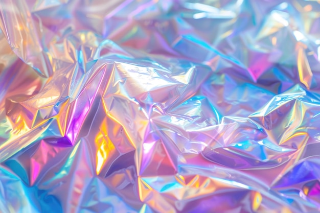 Textura de policarbonato iridescente con lámina holográfica para el fondo moderno