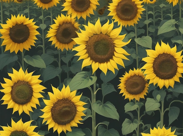 Textura de pradera de girasol para educación primaria