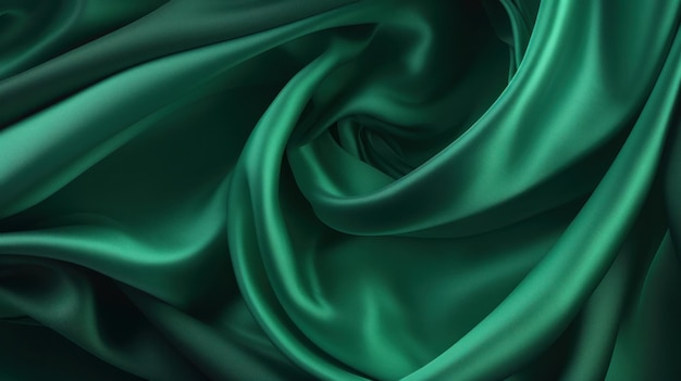 Textura de primer plano de tela satinada verde Generativo ai