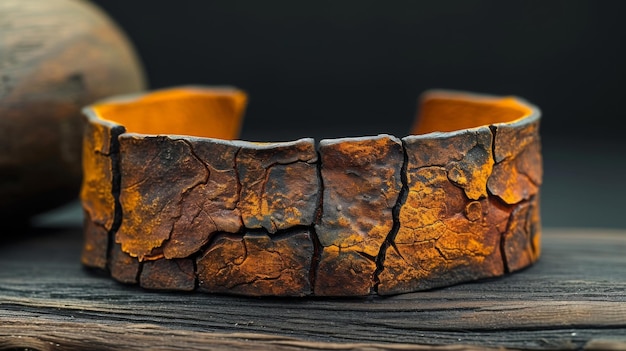 Foto la textura de una pulsera de cuero tosca su superficie desigual y las imperfecciones naturales que exudan un color crudo