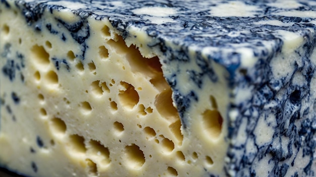 Textura del queso Un macro shot de queso azul que destaca su textura única