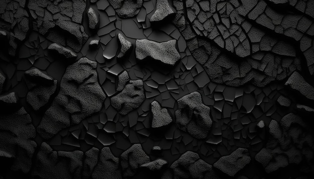 Textura de roca de lava negra textura de superficie de piedra oscura ai generativo