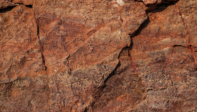 Textura de roca marrón naranja rojo oscuro con grietas