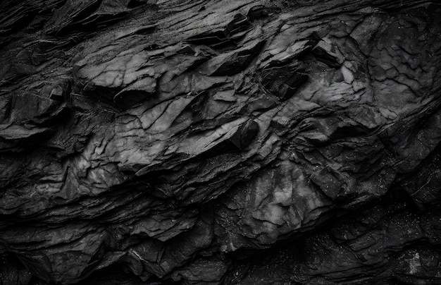 Textura de roca negra con fondo negro