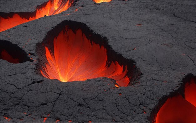 textura roja del suelo agrietada por el calor después de la erupción del volcán