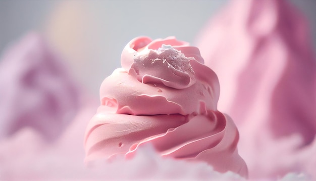 La textura rosa suave mancha el fondo satinado del helado IA generativa