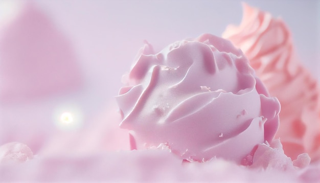 La textura rosa suave mancha el fondo satinado del helado IA generativa