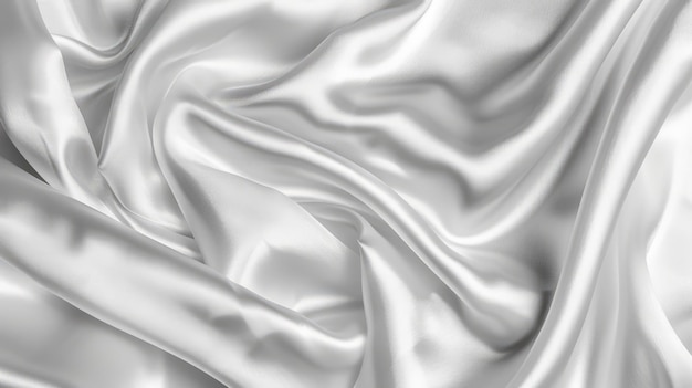 Textura de satén gris blanco que es tela de seda de plata blanca de fondo con un hermoso patrón borroso suave natural